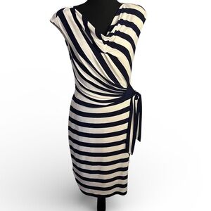 Lauren Ralph Lauren Nautical Preppy Sheath Dress Sz 6 Coastal Cape Cod Ruched